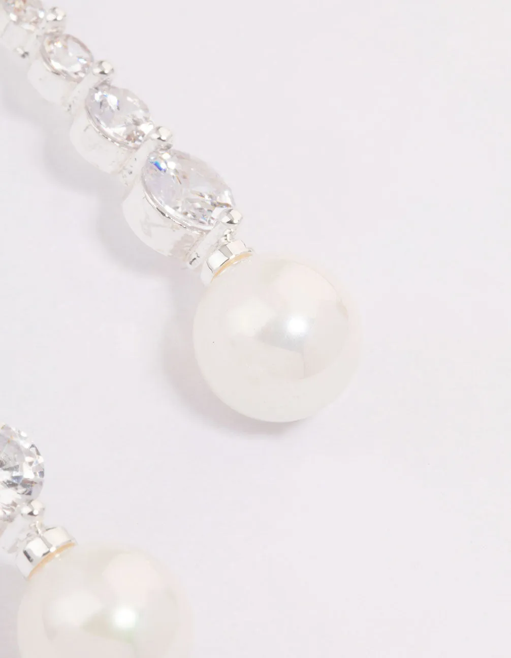 Silver Cubic Zirconia Pearl Drop Earrings