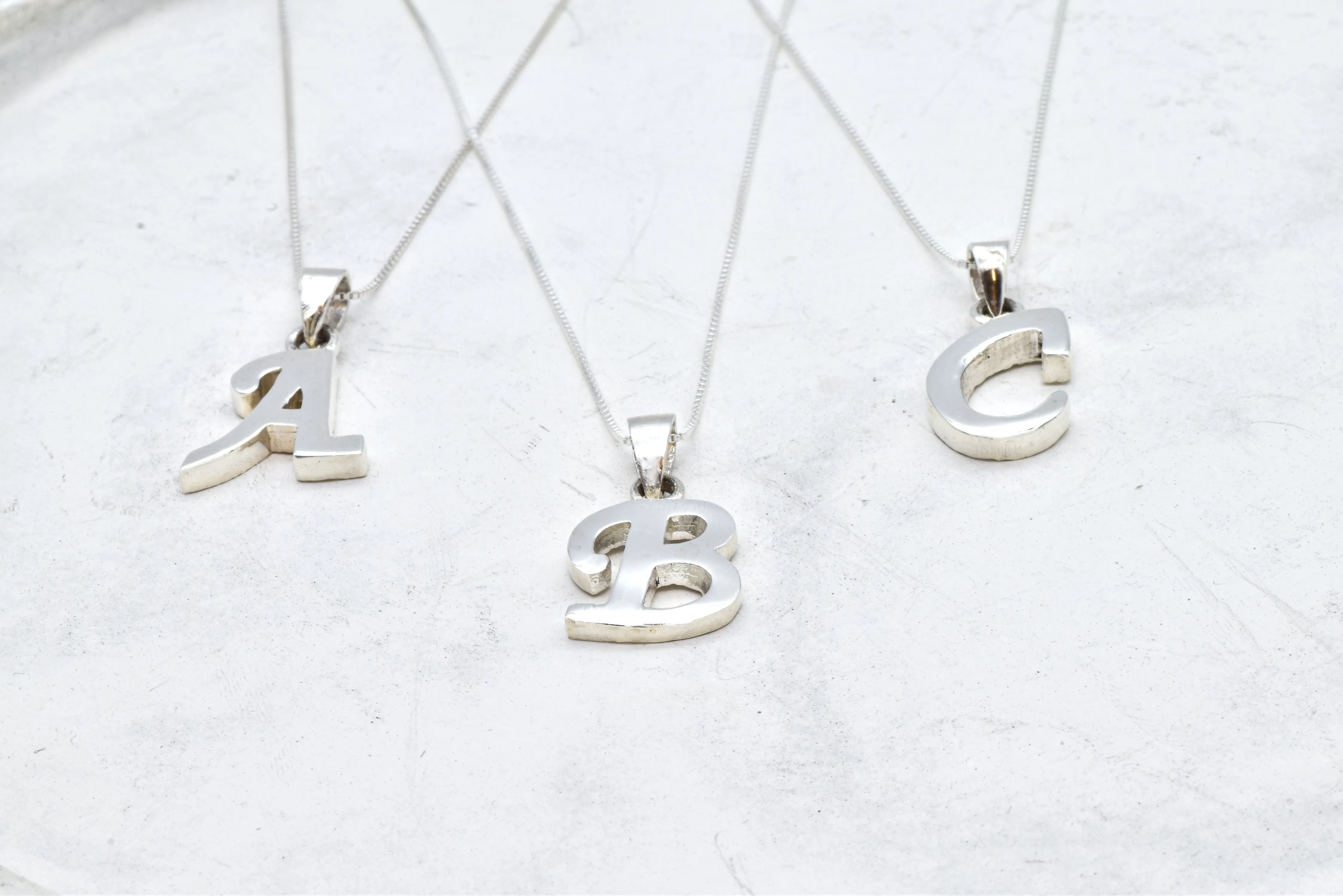 Silver Letter Pendant - Initial Letter Charm - Personalized Letter Necklace