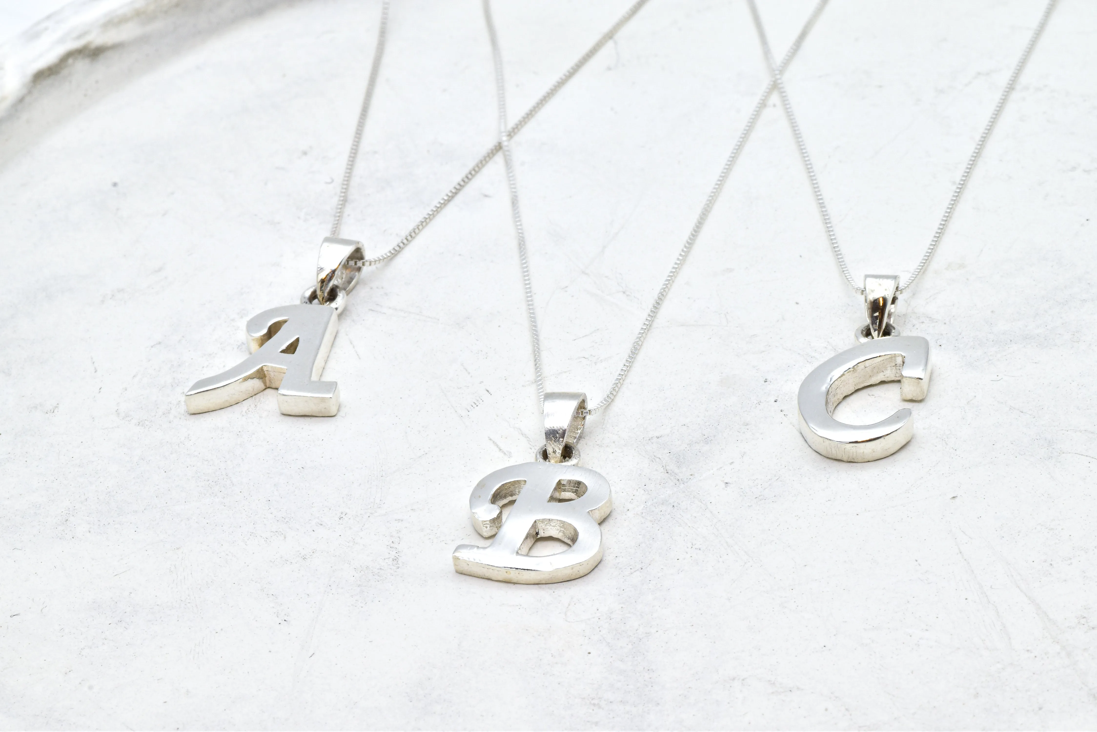 Silver Letter Pendant - Initial Letter Charm - Personalized Letter Necklace