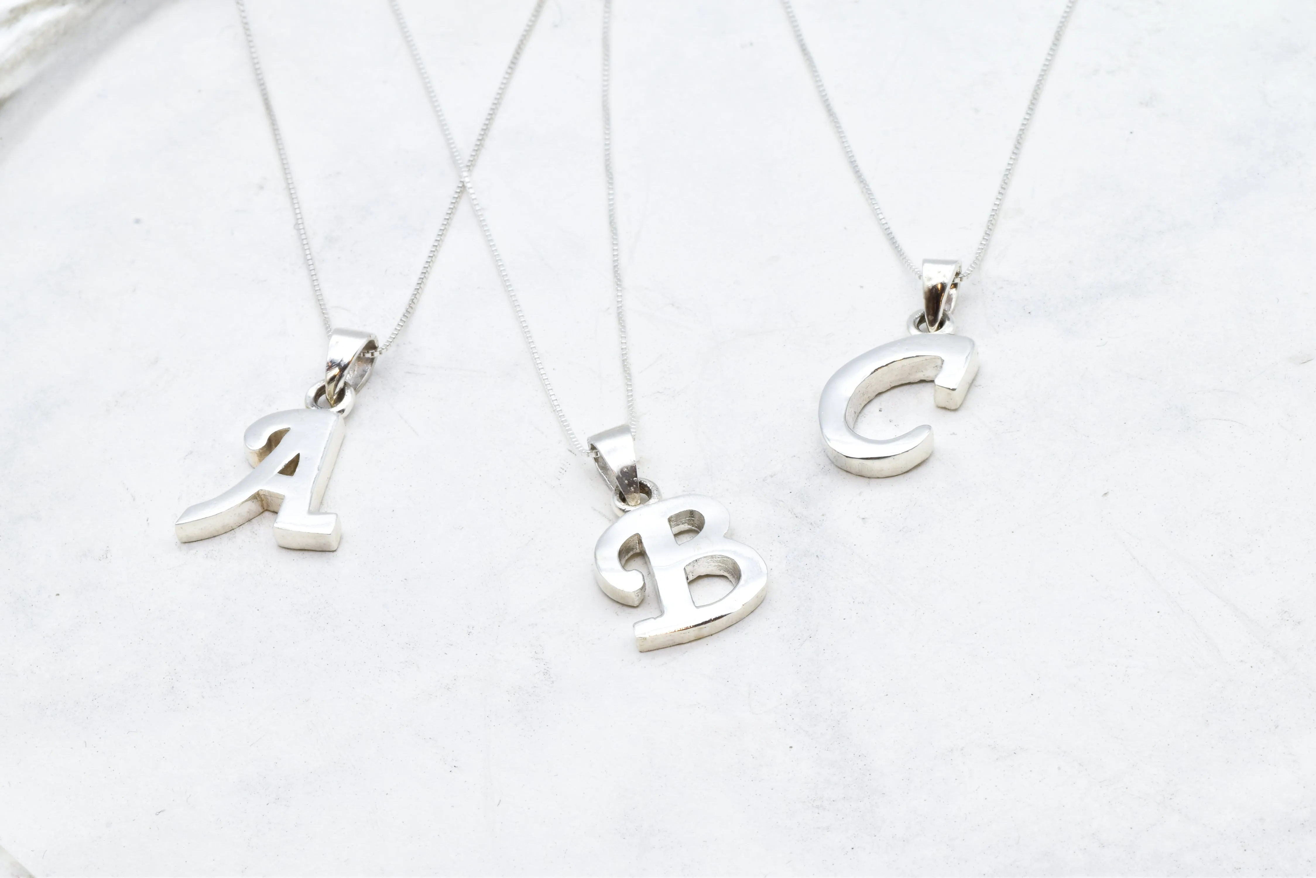 Silver Letter Pendant - Initial Letter Charm - Personalized Letter Necklace