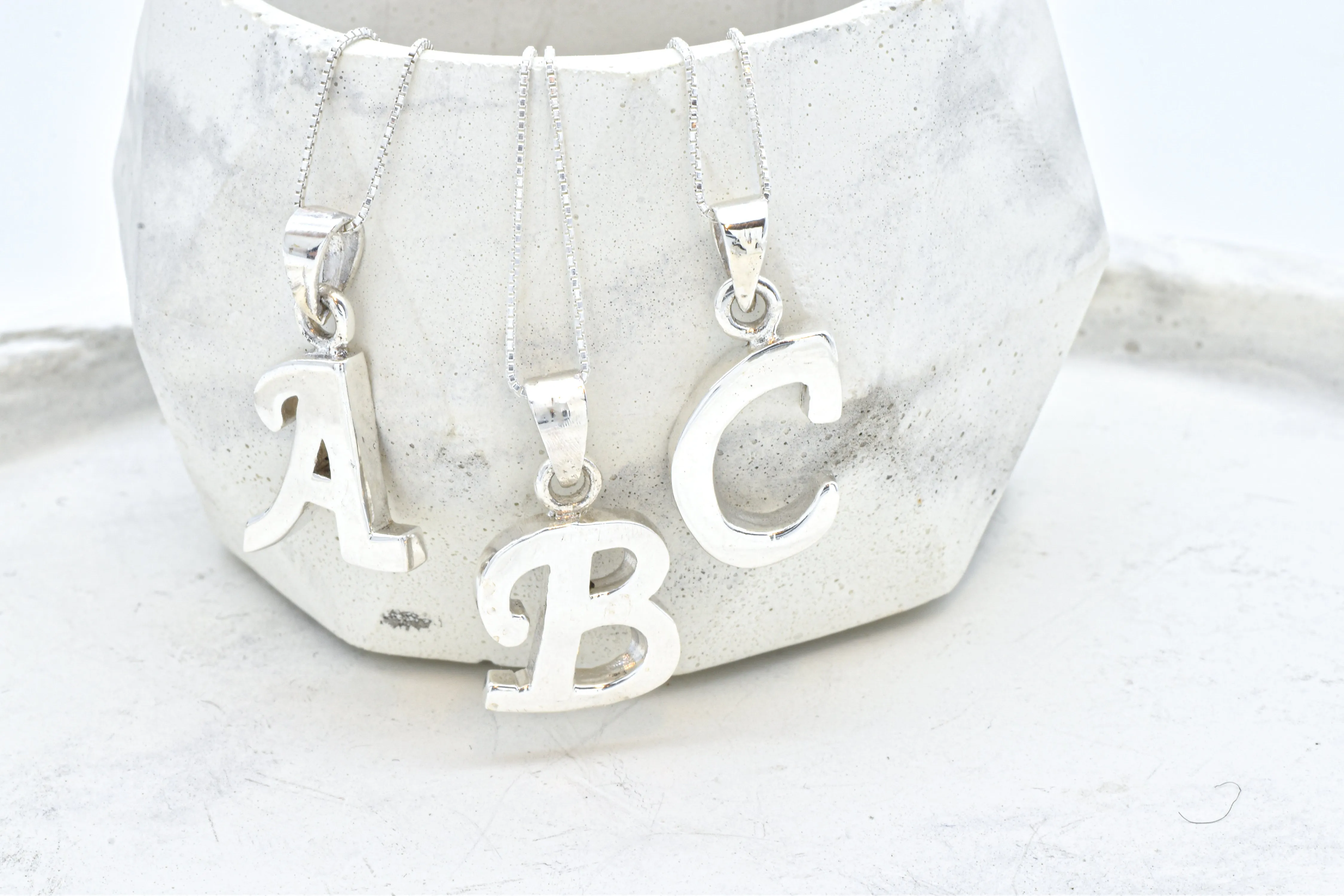 Silver Letter Pendant - Initial Letter Charm - Personalized Letter Necklace