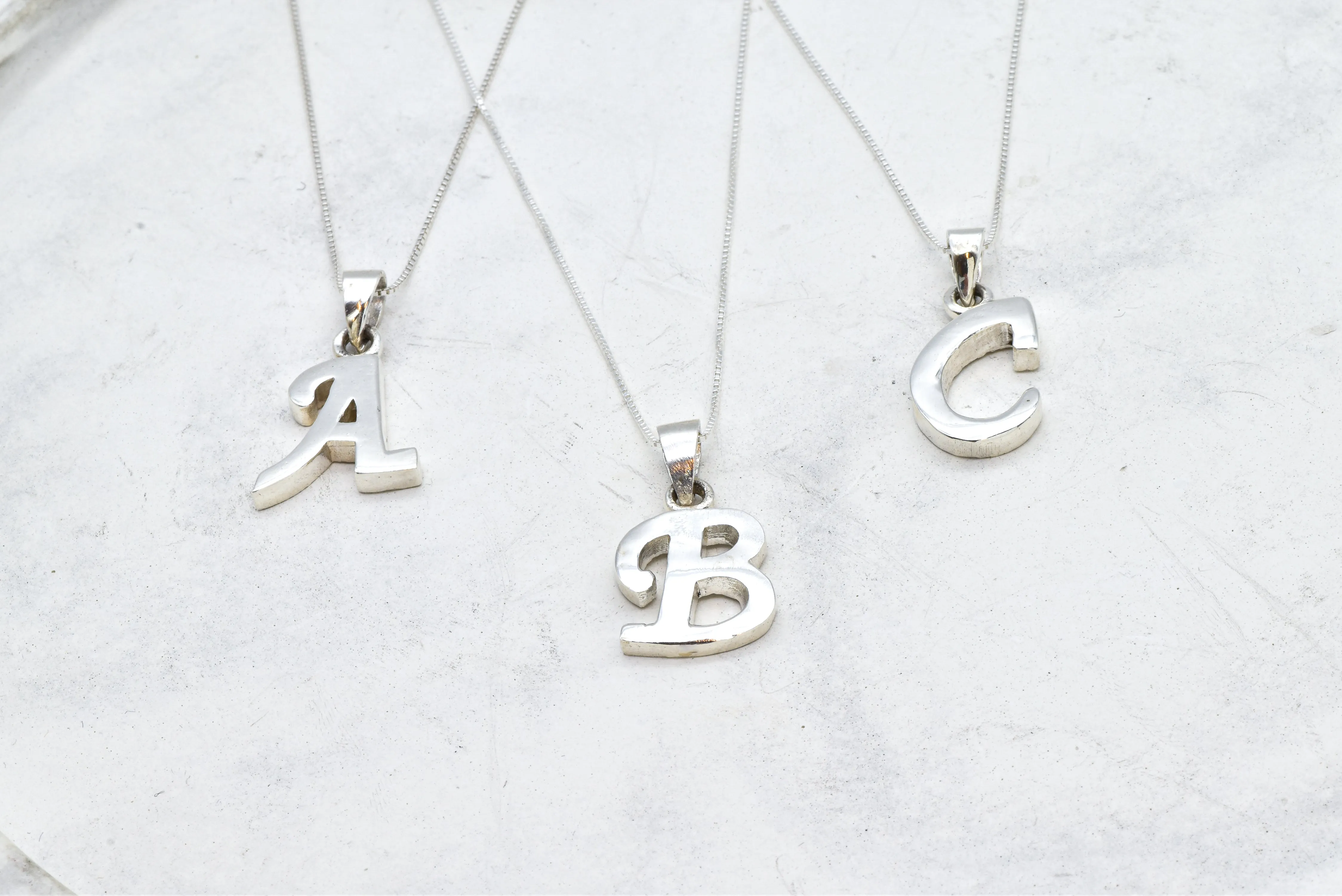 Silver Letter Pendant - Initial Letter Charm - Personalized Letter Necklace