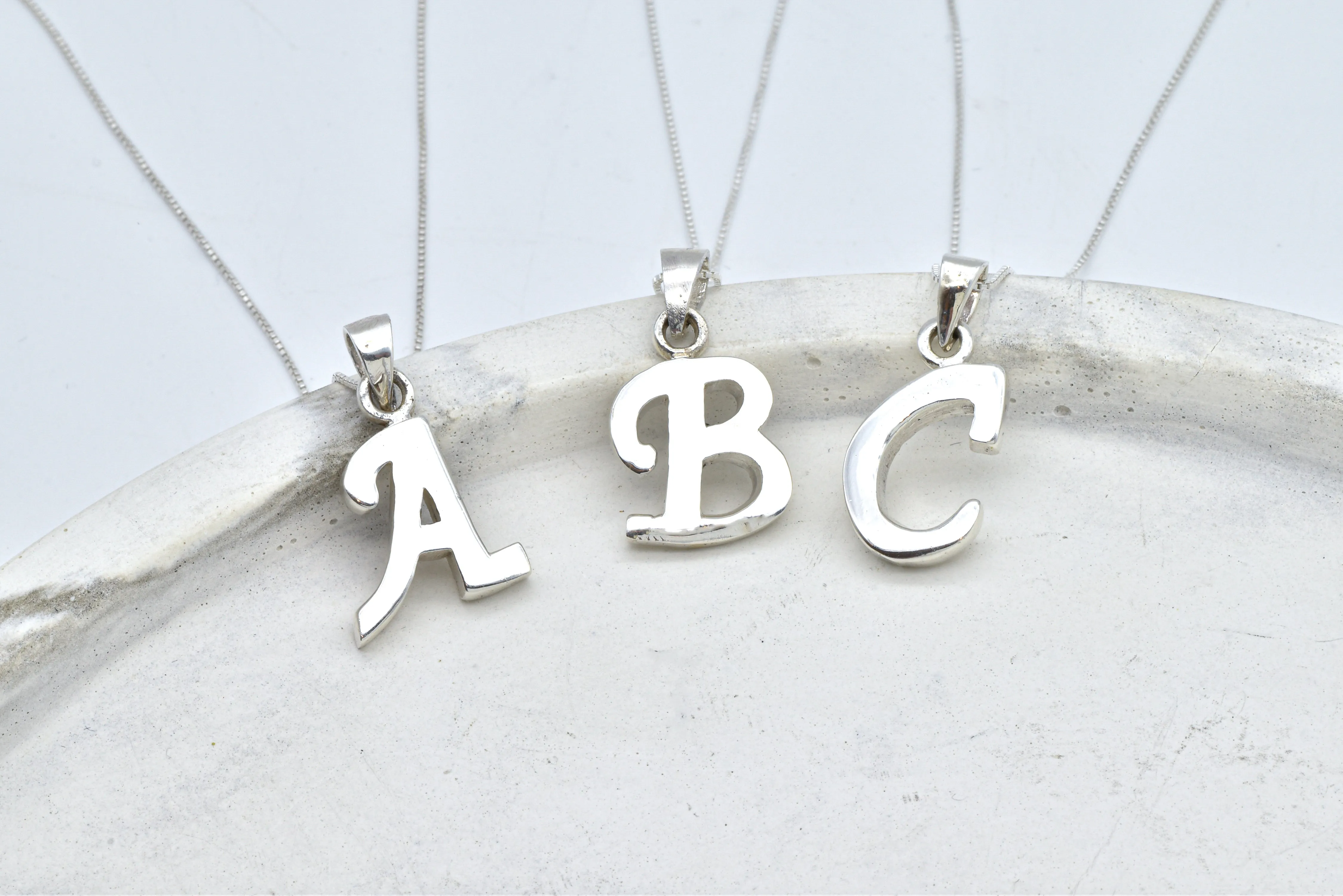 Silver Letter Pendant - Initial Letter Charm - Personalized Letter Necklace