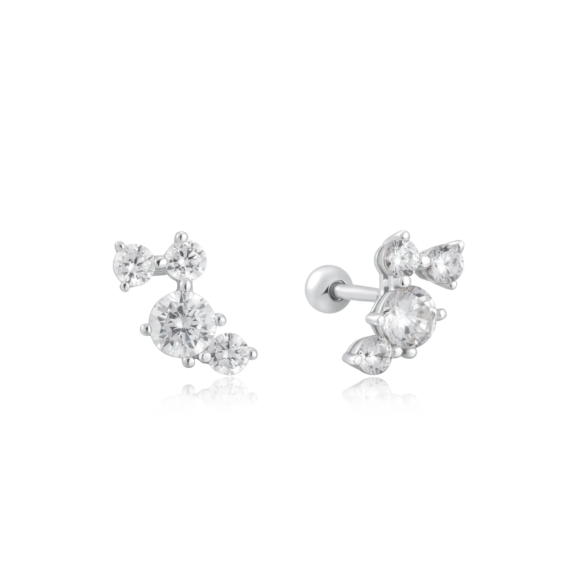 Silver Pavé Climber Barbell Earrings