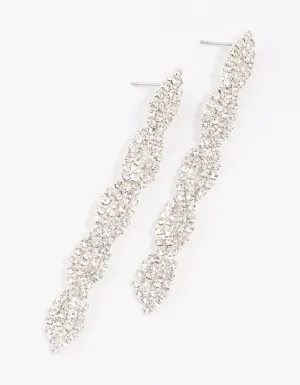 Silver Twisted Chain Drop Earrings