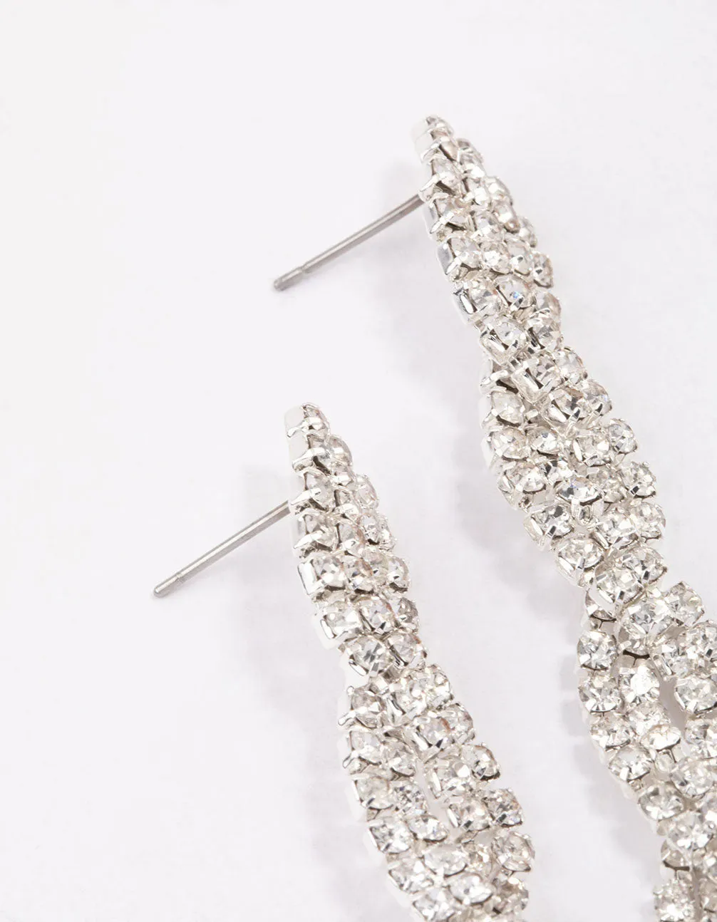 Silver Twisted Chain Drop Earrings