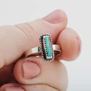 Size 8 Rectangle Royston Turquoise Gemstone Ring