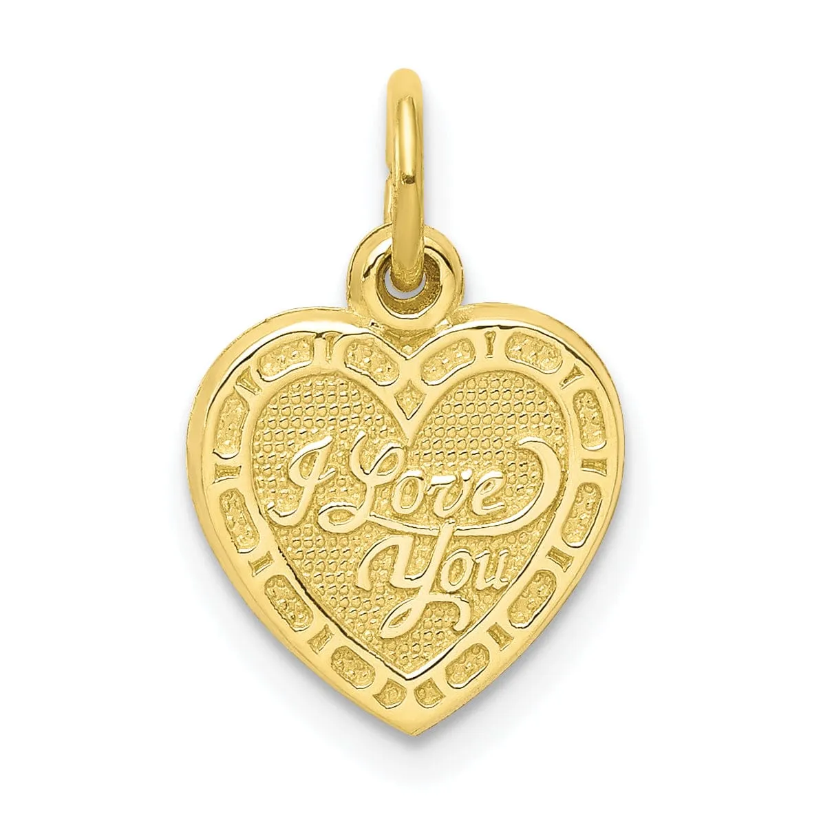 Solid 10k Yellow Gold I Love You Heart Pendant