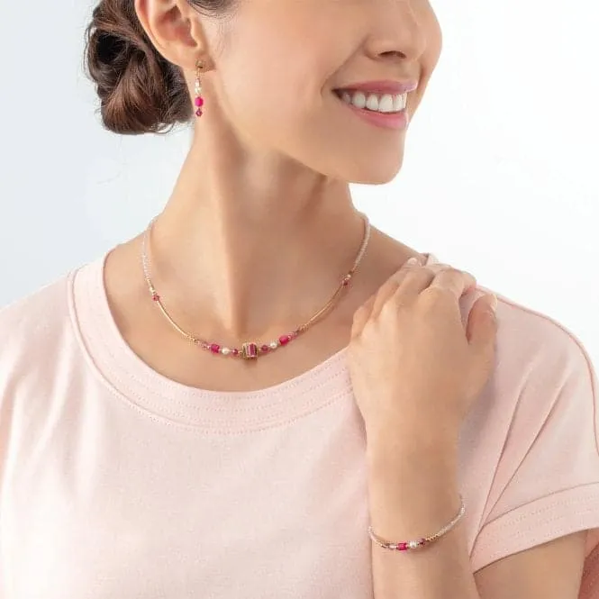 Square Stripes Magenta-Gold Necklace 4355/10-0416