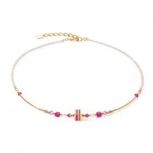 Square Stripes Magenta-Gold Necklace 4355/10-0416