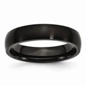 Stainless Steel Black IP-plated Brushed 5mm Wedding Band Ring