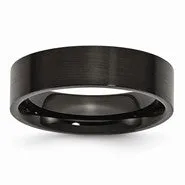 Stainless Steel Black IP-plated Brushed Flat 6mm Wedding Band Ring