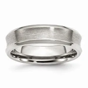 Stainless Steel Concave Beveled Edge 6mm Polished & Brushed Wedding Band Ring