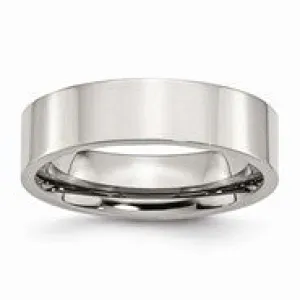 Stainless Steel Flat 6mm Polished Wedding Band Ring