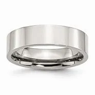 Stainless Steel Flat 6mm Polished Wedding Band Ring