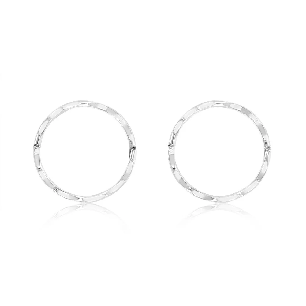 Sterling Silver Diamond Cut 12mm Sleeper Earring