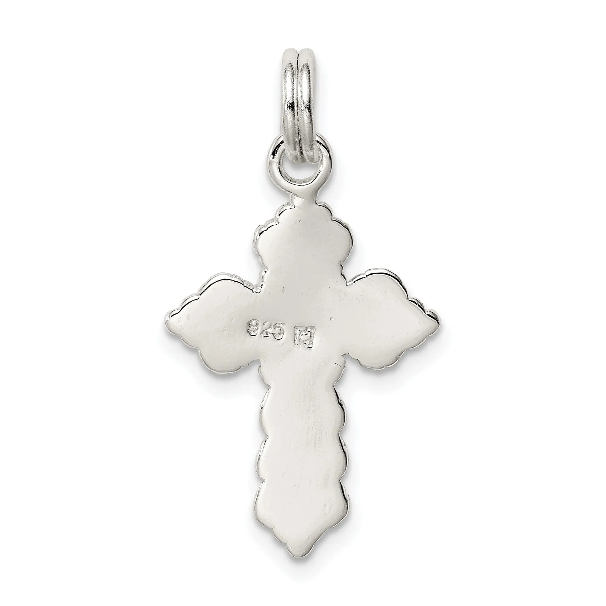 Sterling Silver INRI Budded Cross Pendant