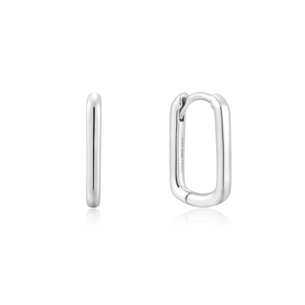 Sterling Silver Paperclip Huggie Hoop Earrings by Ania Haie