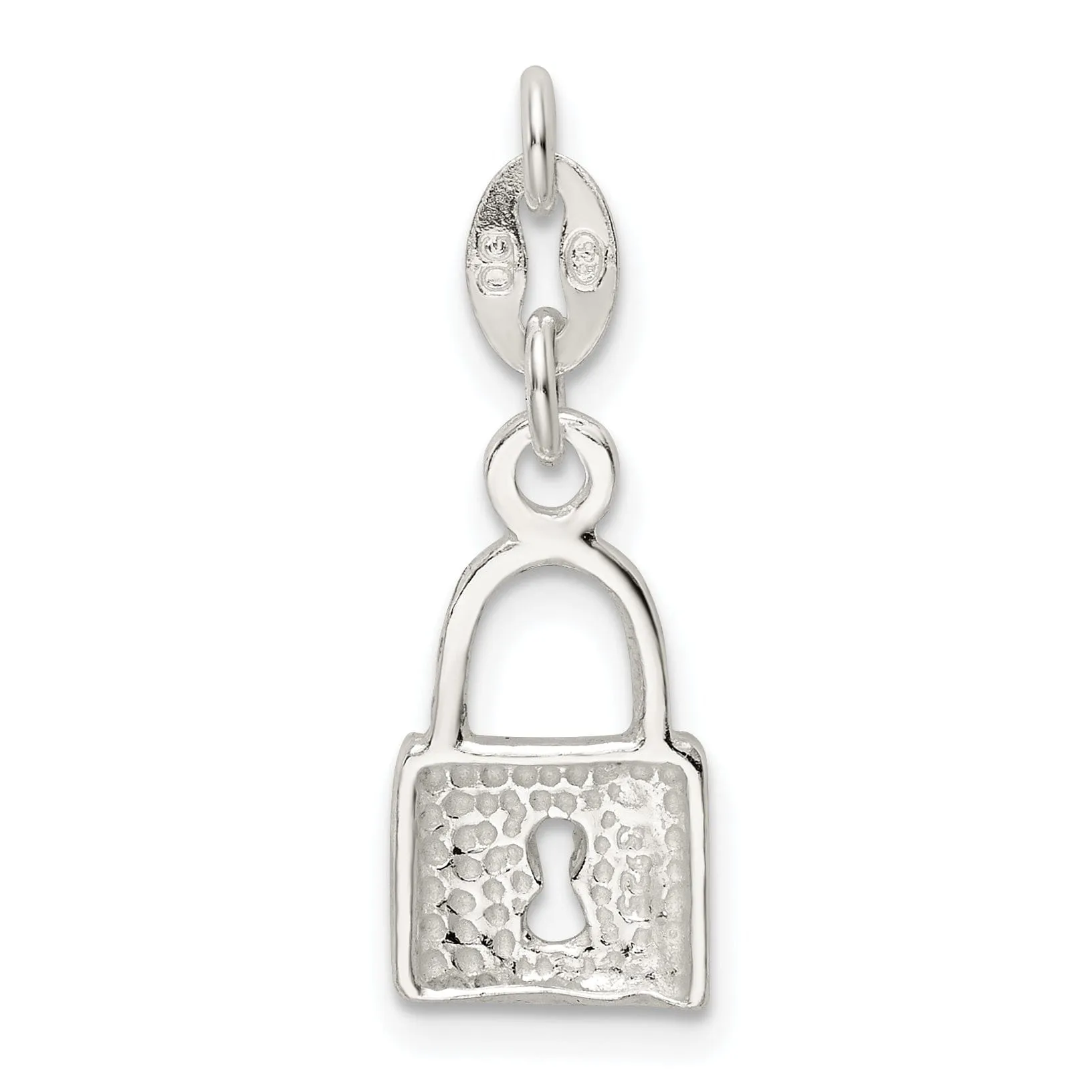 Sterling Silver Polished Lock Charm Pendant