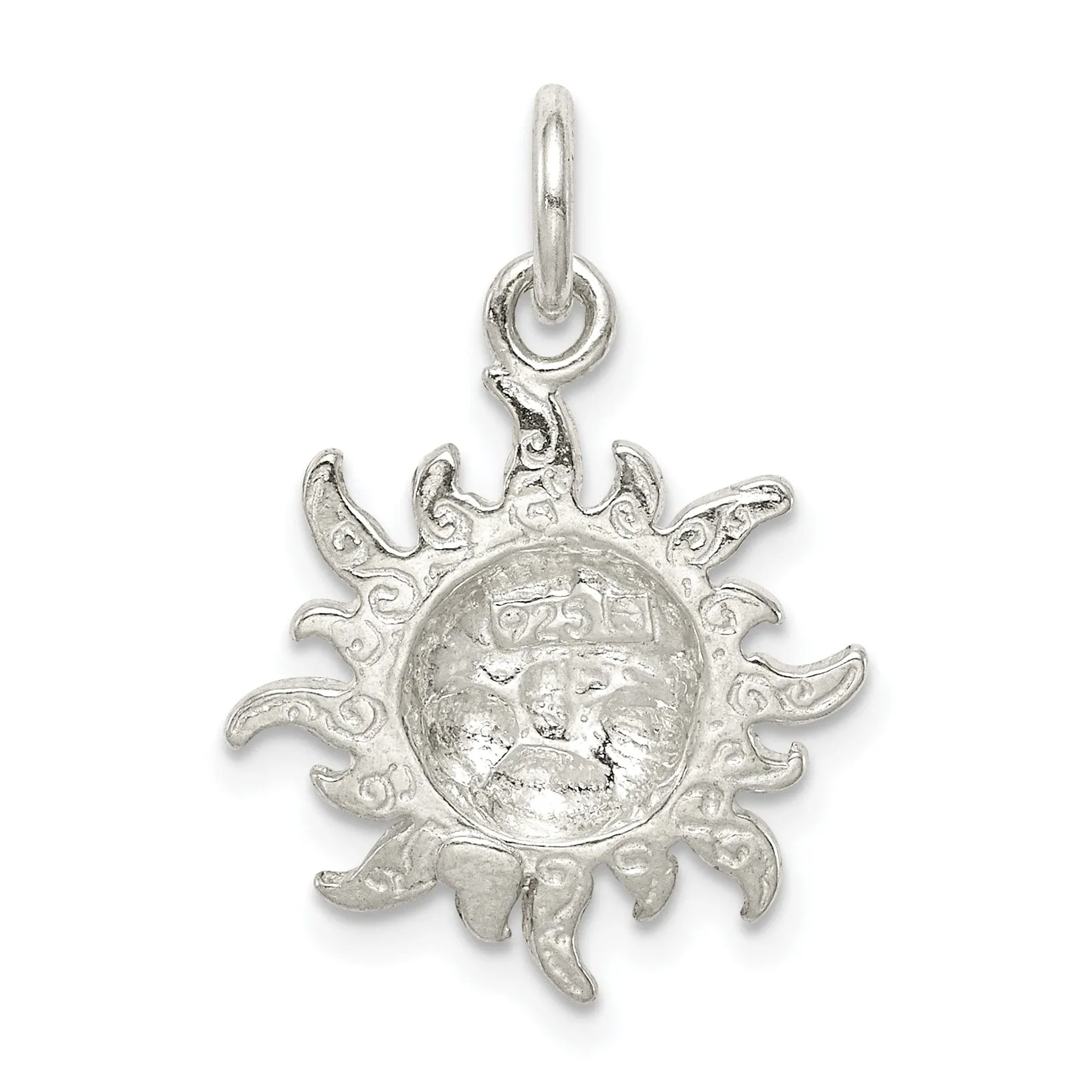 Sterling Silver Polished Sun Charm Pendant