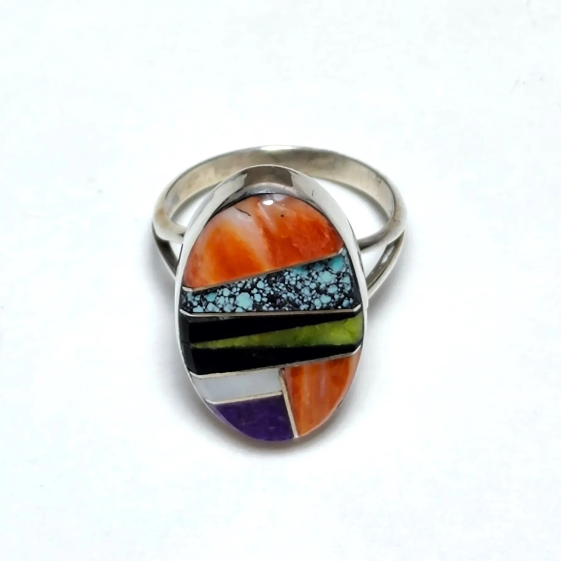 Striking Navajo Inlay Ring - Size 4.5