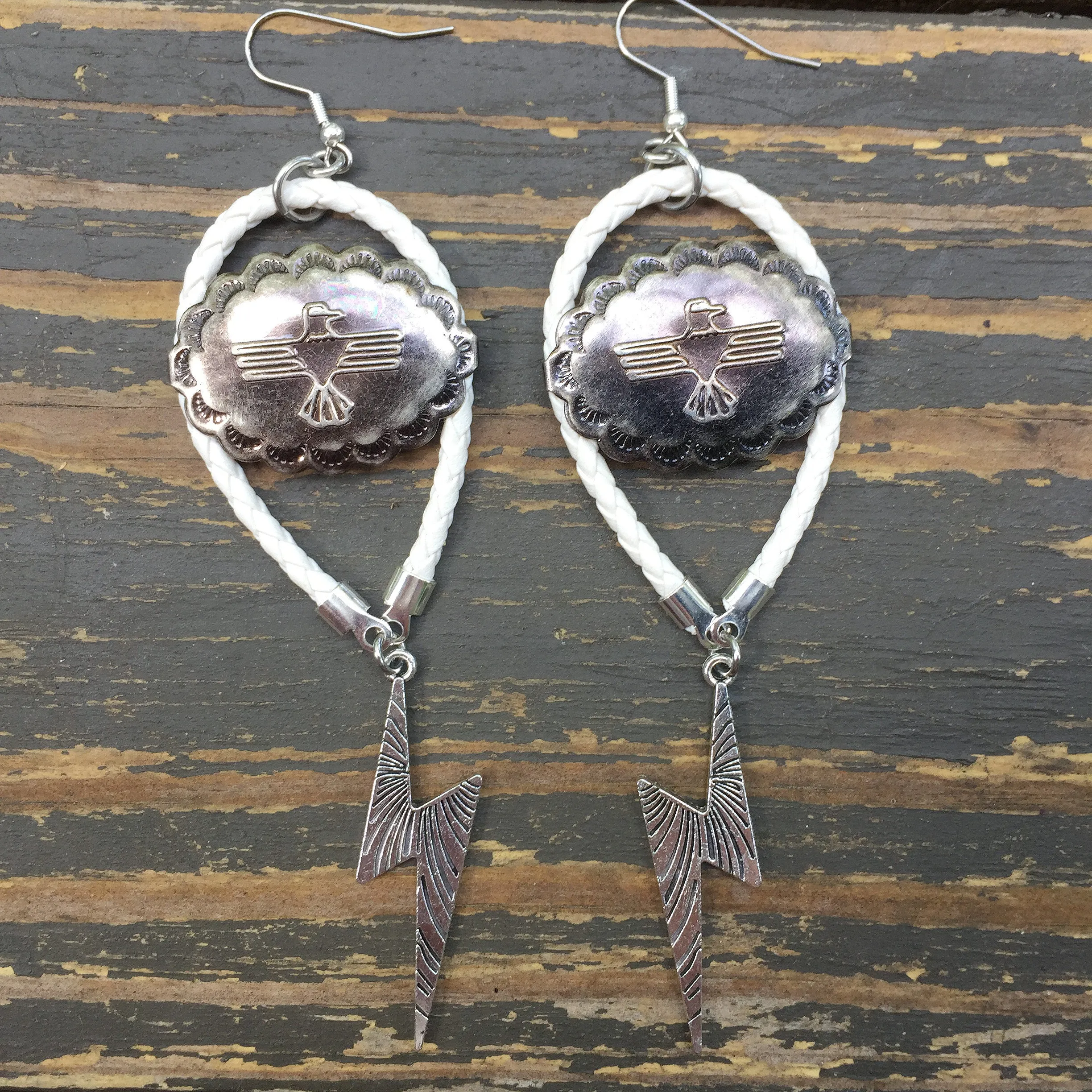 Thundercloud Lightning Hoop Western Earrings