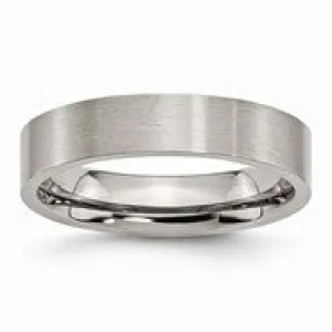 Titanium Flat 5mm Brushed Wedding Band Ring