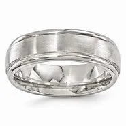 Titanium Polished & Brushed 7mm Wedding Band Ring