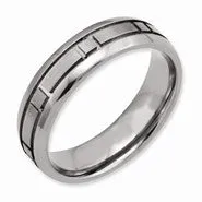 Titanium Square Design 6mm Brushed and Polished Wedding Band Ring