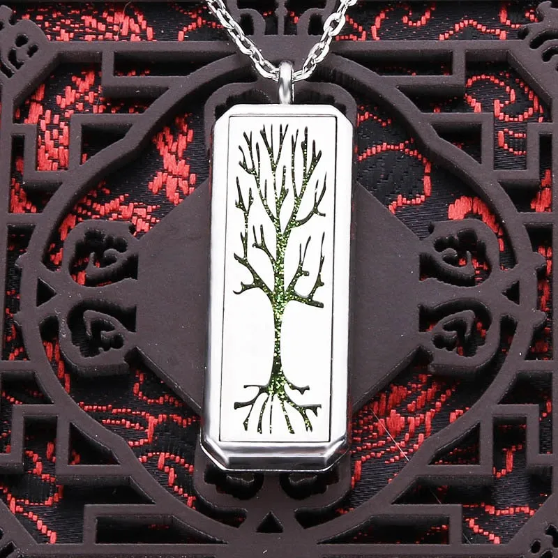 Tree Of Life Aroma Locket Pendant Jewelry Stainless Steel Fashion Aromatherapy Perfume Essential Oil Locket Necklace