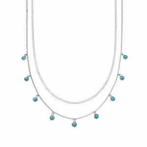 Turquoise Charm Necklace Layering Set Sterling Silver