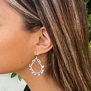 U-Shaped Hoop Earrings Wrapped with Freshwater Pearls (click for sizes & colors) #106