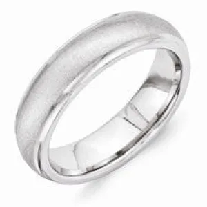 Vitalium Stone Finish Center Grooved Polished Edge 6mm Wedding Band Ring