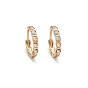 Wheat Hoops - Yellow Gold & White Diamonds