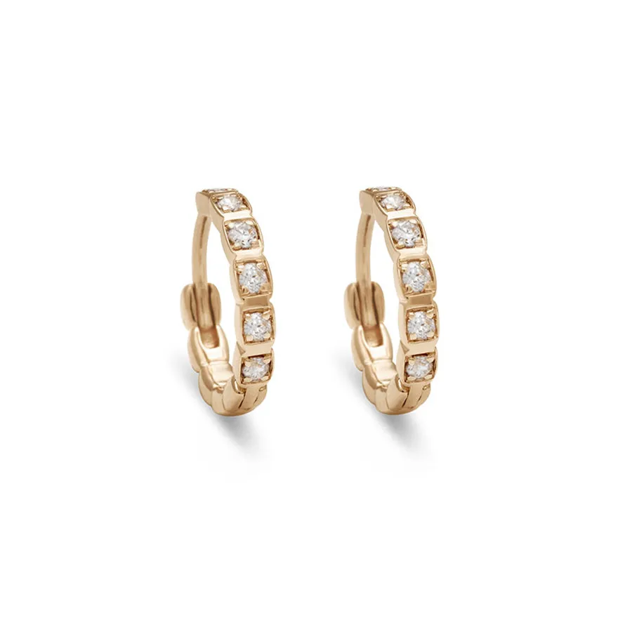 Wheat Hoops - Yellow Gold & White Diamonds