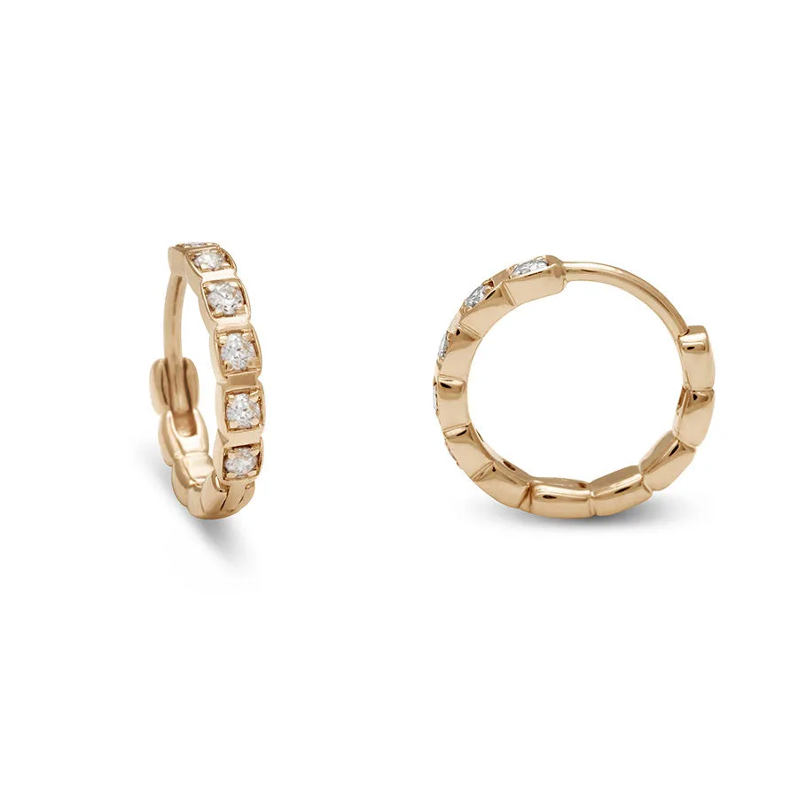 Wheat Hoops - Yellow Gold & White Diamonds