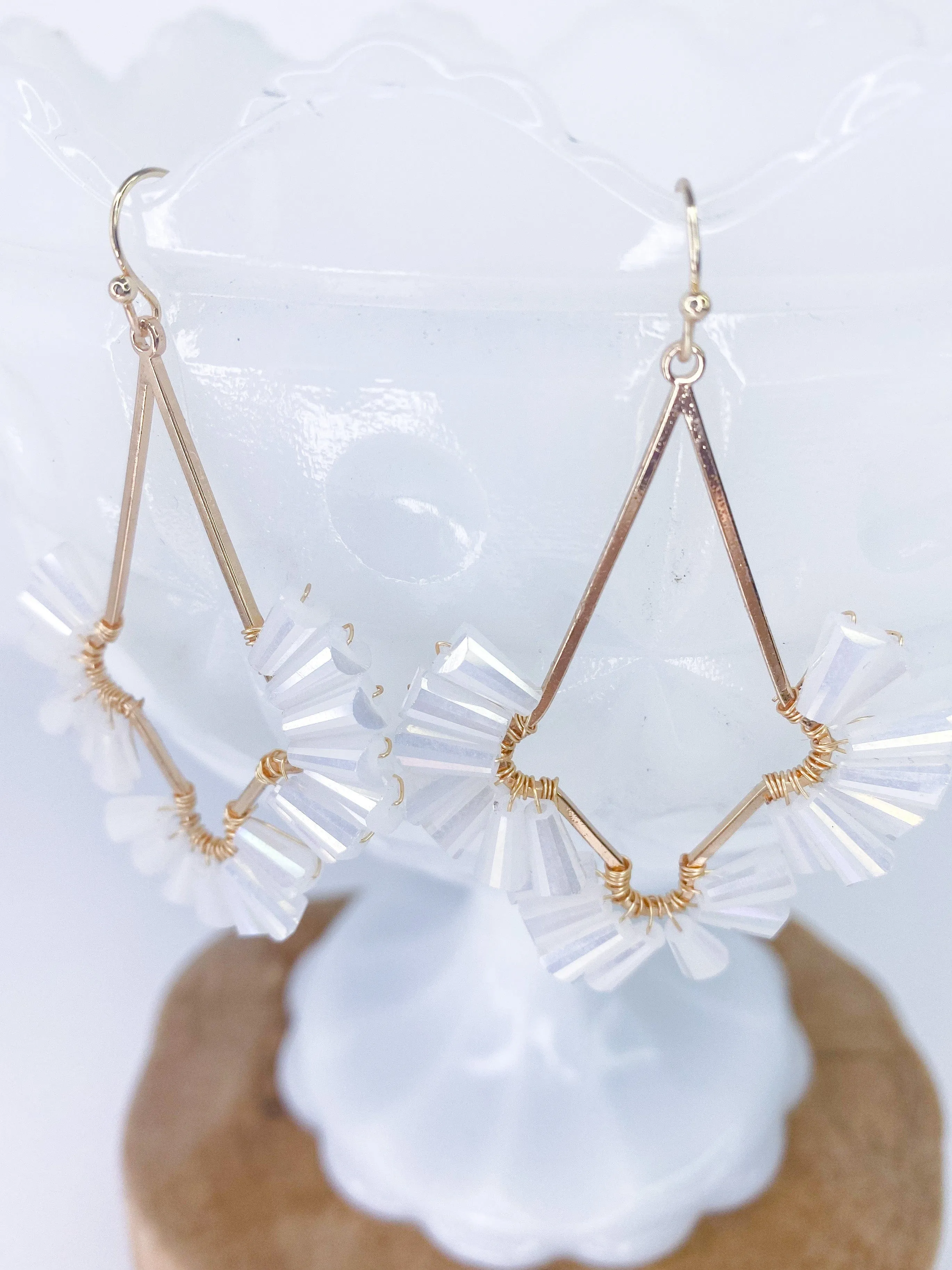 White Floral Drop Earring