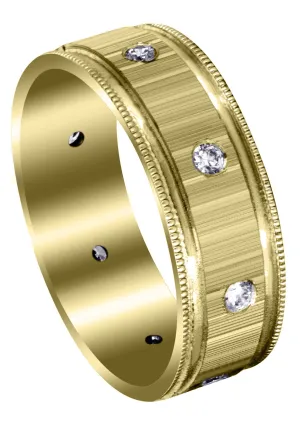 Yellow Gold Classic Diamond Mens Wedding Band | 0.4 Carats (Collin)