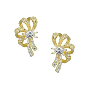 Zircon Hollow Bowknot Silver Studs Earrings for Women